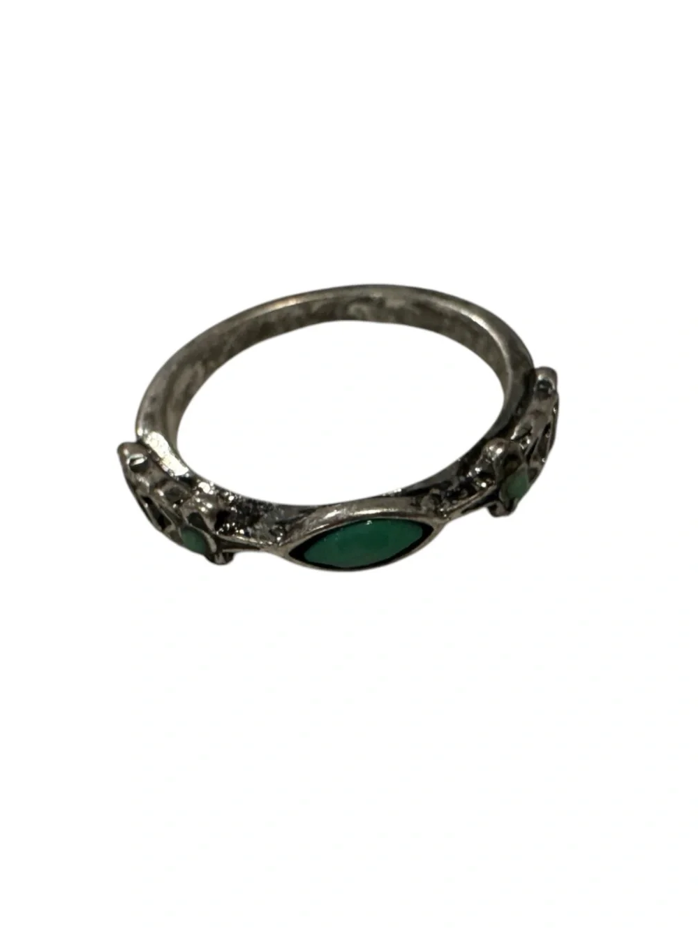 Silver-tone Turquoise Marquise Ring - Women's Fashion Jewelry